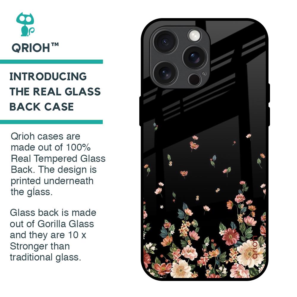Floating Floral Print Glass Case for iPhone 15 Pro Max
