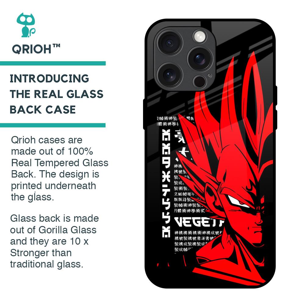 Red Vegeta Glass Case for iPhone 15 Pro Max