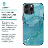 Blue Golden Glitter Glass Case for iPhone 15 Pro Max