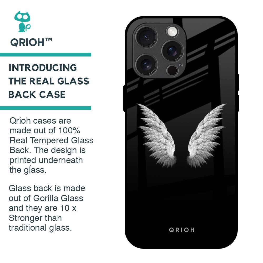 White Angel Wings Glass Case for iPhone 15 Pro Max