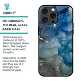 Blue Cool Marble Glass Case for iPhone 15 Pro Max