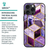 Purple Rhombus Marble Glass Case for iPhone 15 Pro Max