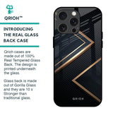 Sleek Golden & Navy Glass Case for iPhone 15 Pro Max
