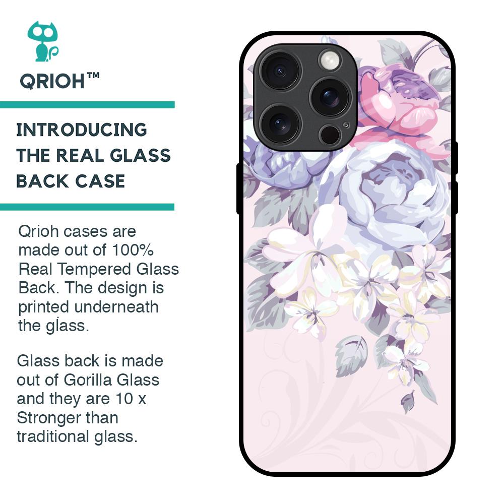 Elegant Floral Glass Case for iPhone 15 Pro Max