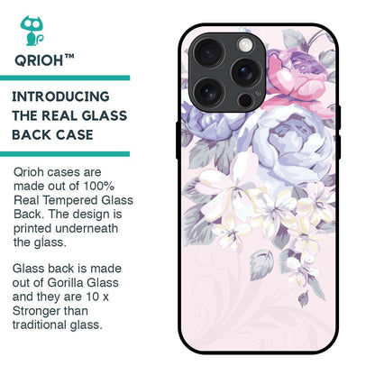 Elegant Floral Glass Case for iPhone 15 Pro Max