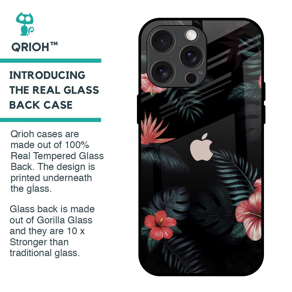Tropical Art Flower Glass Case for iPhone 15 Pro Max