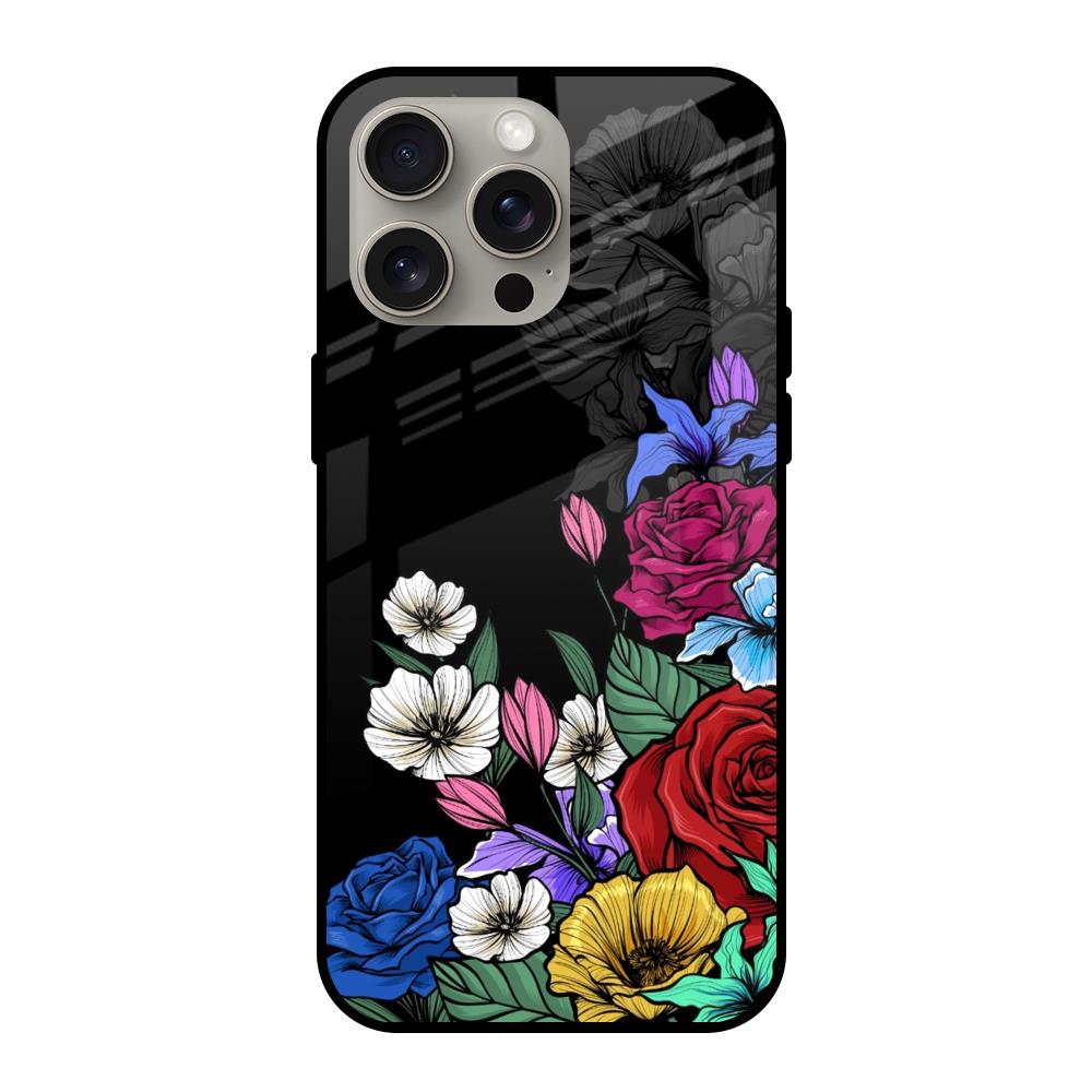 Rose Flower Bunch Art iPhone 15 Pro Max Glass Back Cover Online