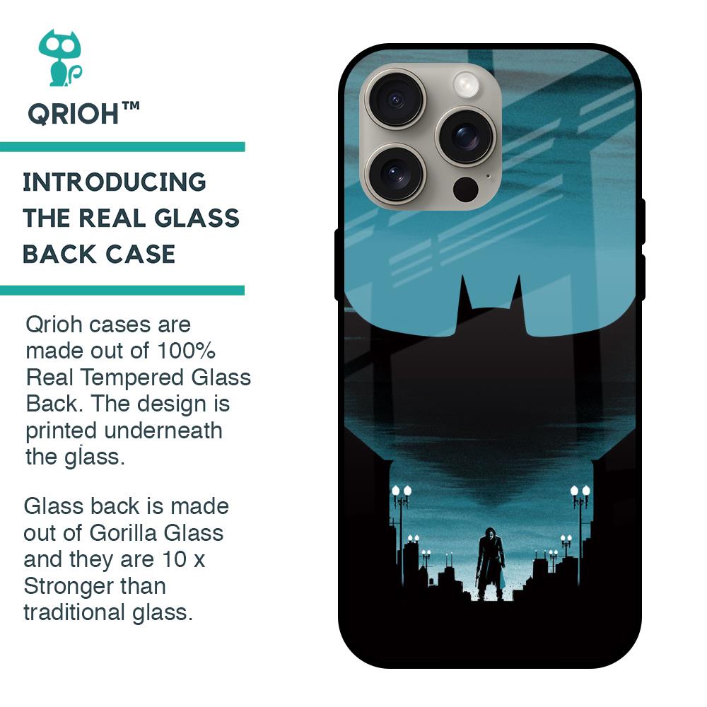 Cyan Bat Glass Case for iPhone 15 Pro Max