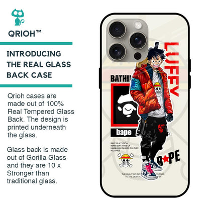 Bape Luffy Glass Case for iPhone 15 Pro Max