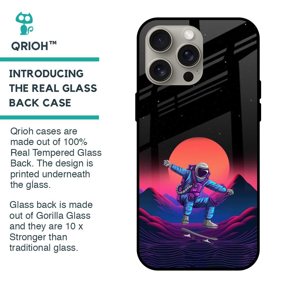 Retro Astronaut Glass Case for iPhone 15 Pro Max