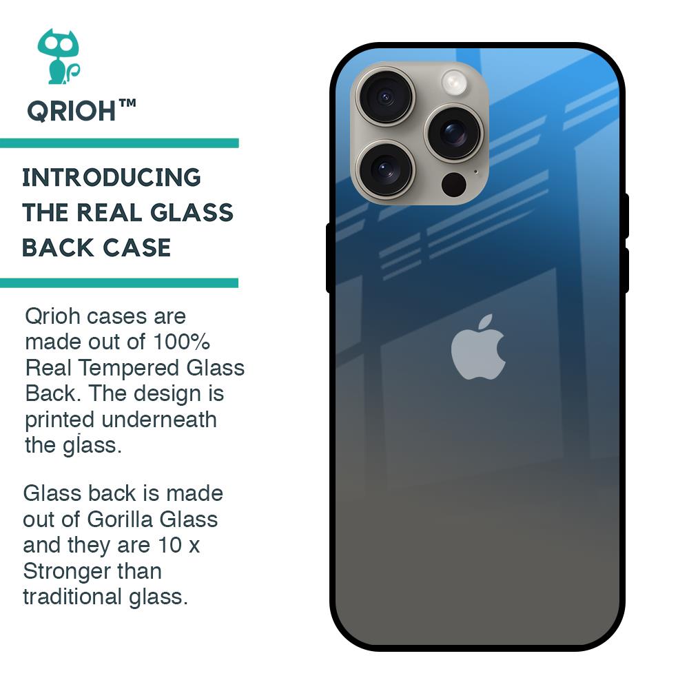 Blue Grey Ombre Glass Case for iPhone 15 Pro Max