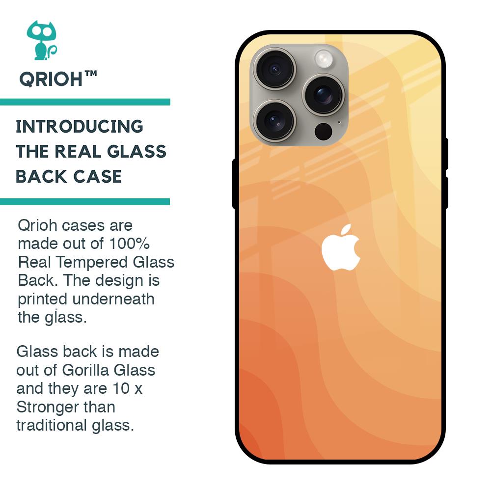 Orange Curve Pattern Glass Case for iPhone 15 Pro Max