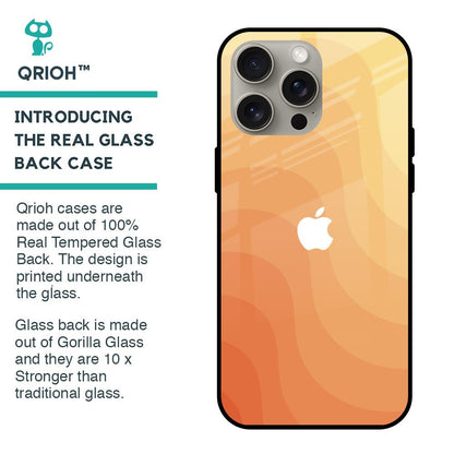 Orange Curve Pattern Glass Case for iPhone 15 Pro Max