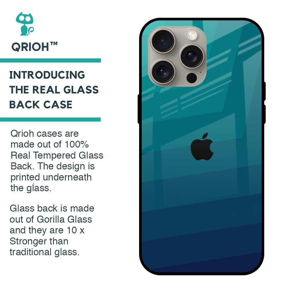 Green Triangle Pattern Glass Case for iPhone 15 Pro Max