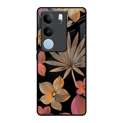 Lines Pattern Flowers Vivo V29 5G Glass Back Cover Online