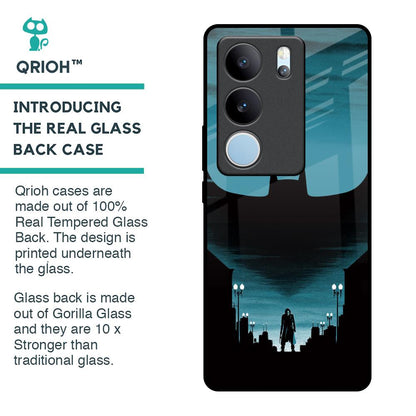 Cyan Bat Glass Case for Vivo V29 5G