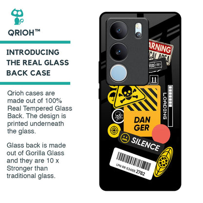 Danger Signs Glass Case for Vivo V29 5G