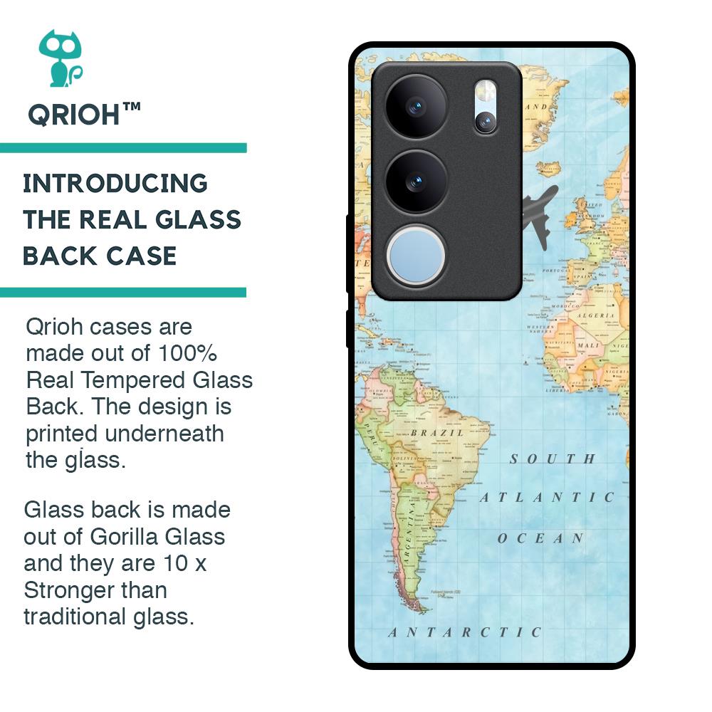 Travel Map Glass Case for Vivo V29 5G