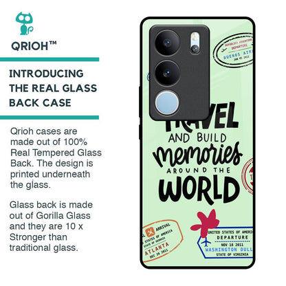 Travel Stamps Glass Case for Vivo V29 5G