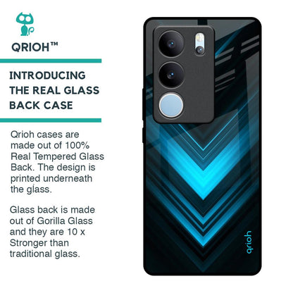 Vertical Blue Arrow Glass Case For Vivo V29 5G