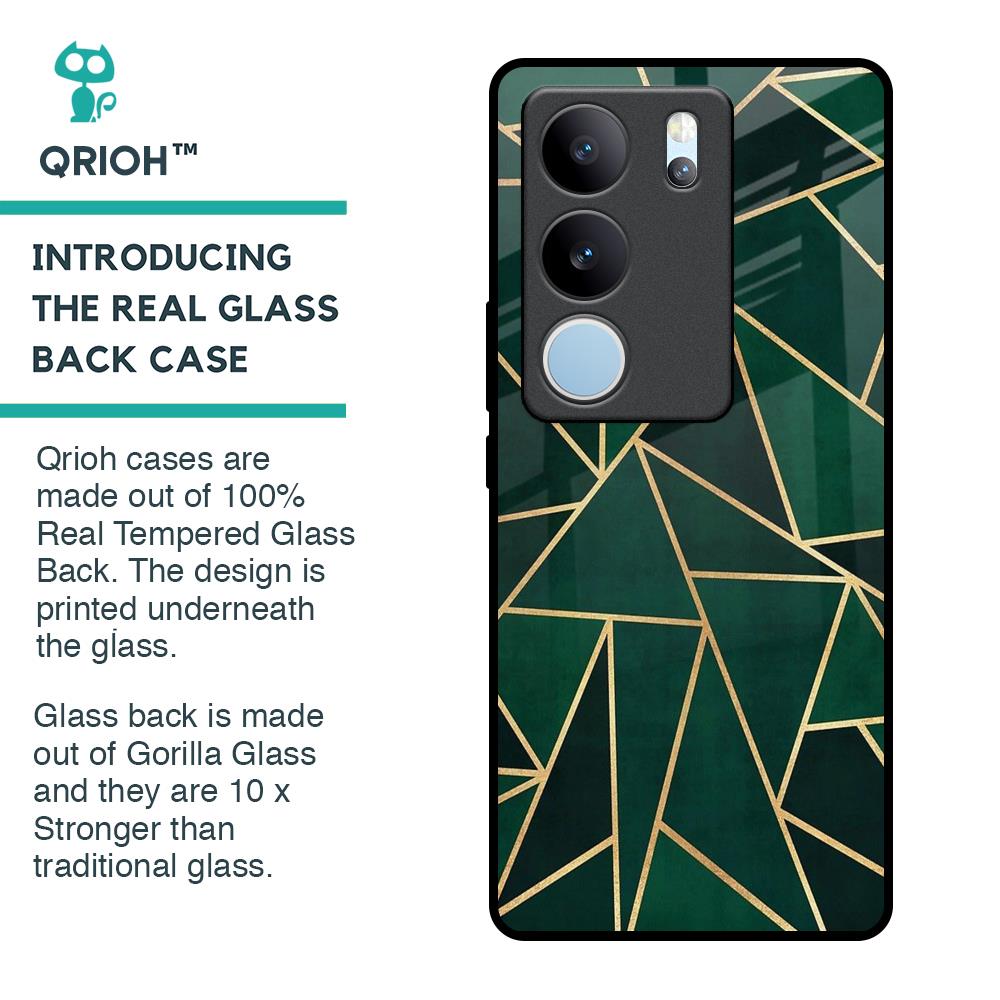 Abstract Green Glass Case For Vivo V29 5G