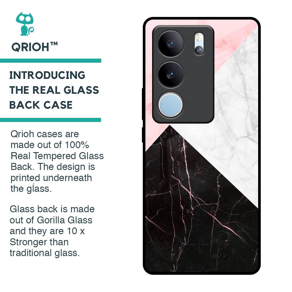 Marble Collage Art Glass Case For Vivo V29 5G
