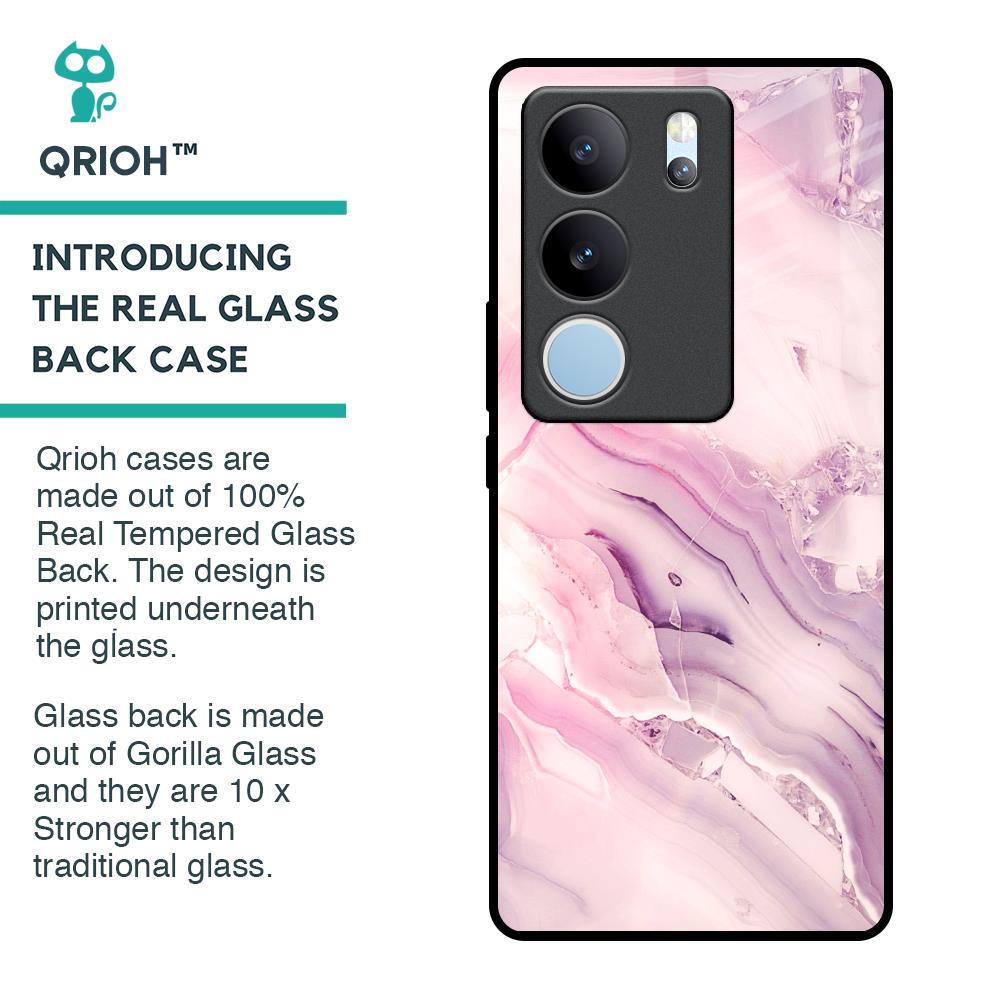 Diamond Pink Gradient Glass Case For Vivo V29 5G