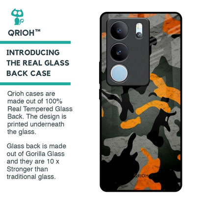 Camouflage Orange Glass Case For Vivo V29 5G
