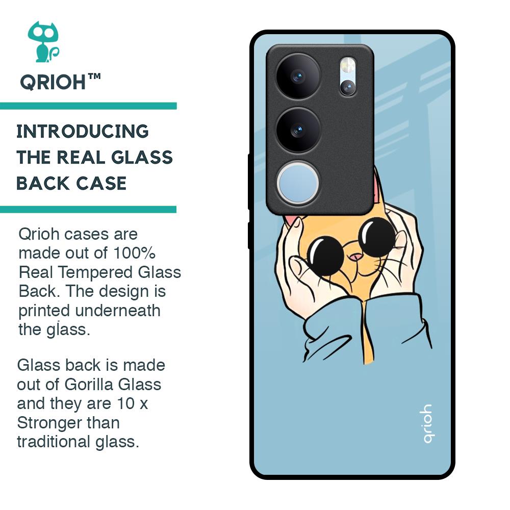 Adorable Cute Kitty Glass Case For Vivo V29 5G