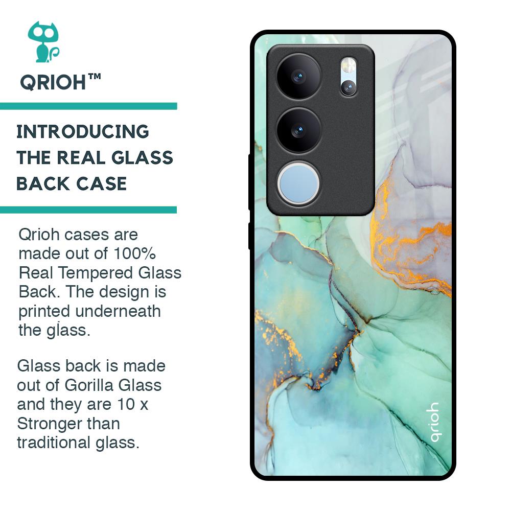 Green Marble Glass Case for Vivo V29 5G