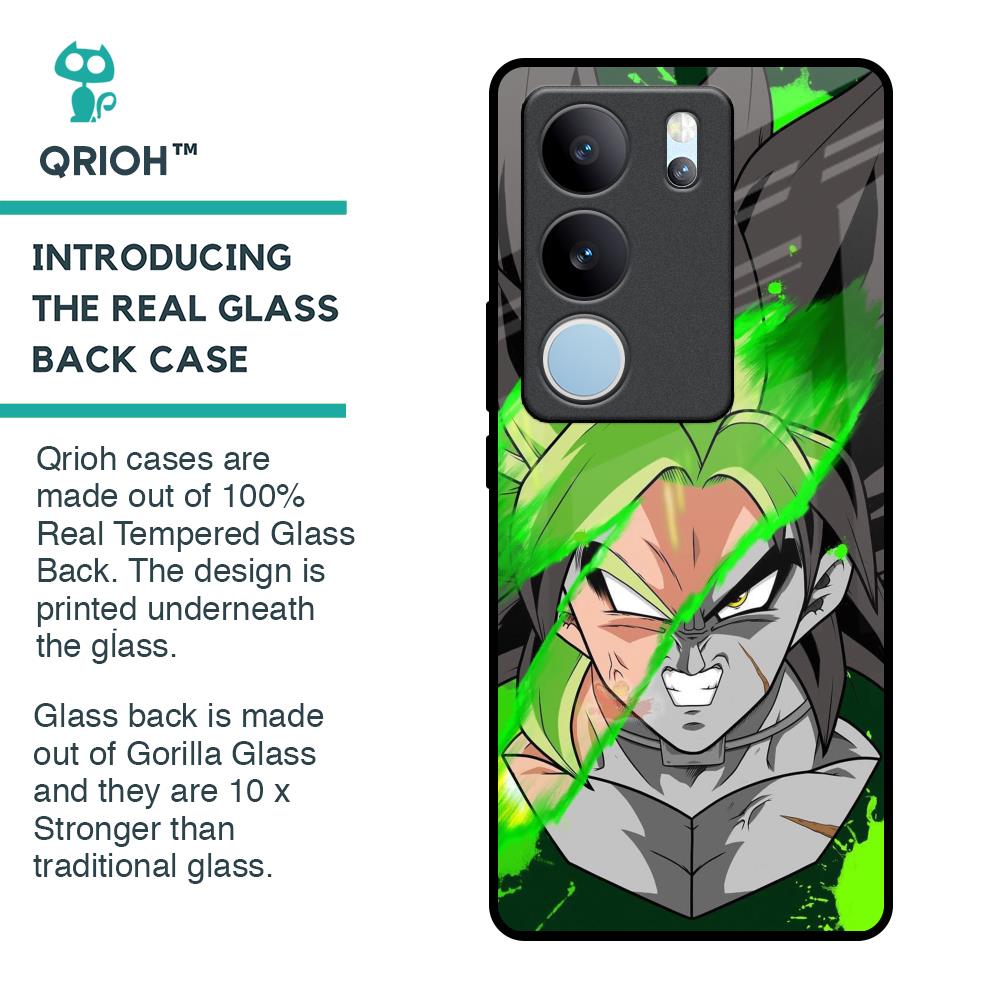 Anime Green Splash Glass Case for Vivo V29 5G