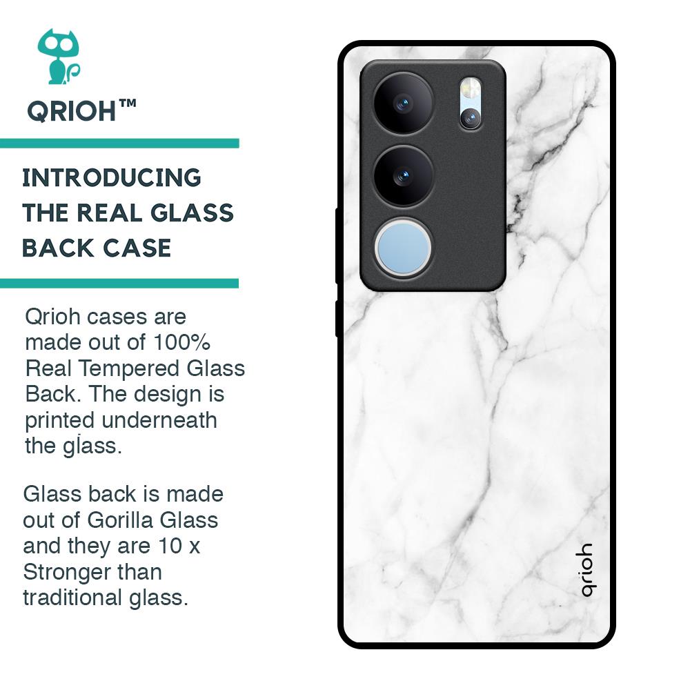 Modern White Marble Glass Case for Vivo V29 5G