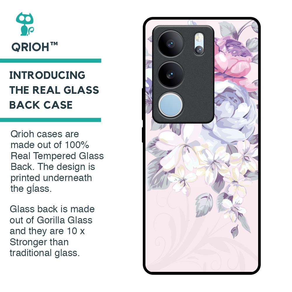 Elegant Floral Glass Case for Vivo V29 5G