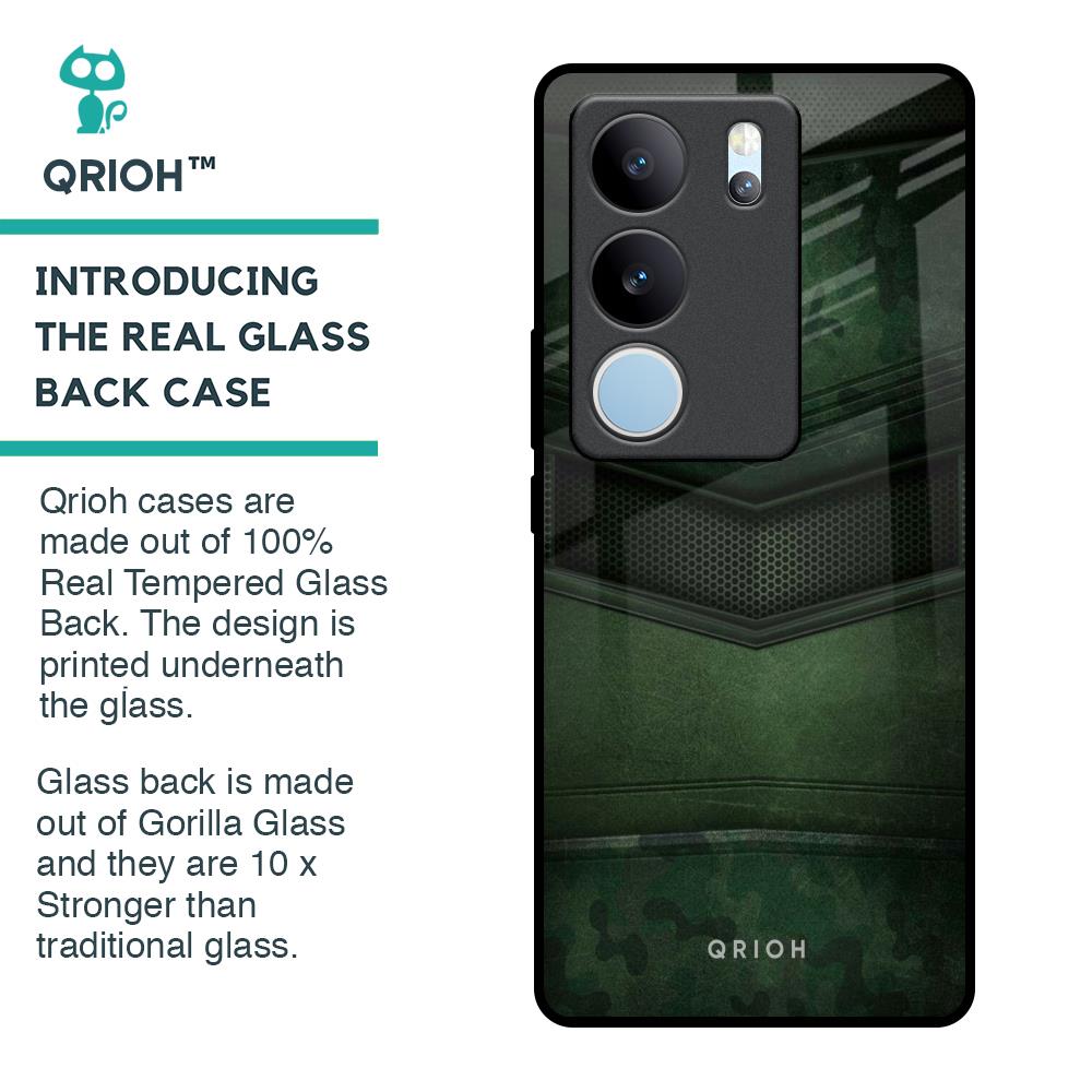 Green Leather Glass Case for Vivo V29 5G