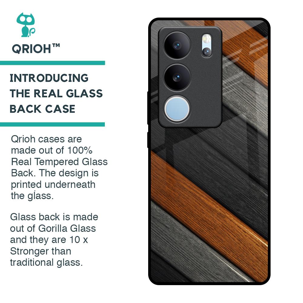 Tri Color Wood Glass Case for Vivo V29 5G