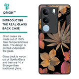 Lines Pattern Flowers Glass Case for Vivo V29 5G
