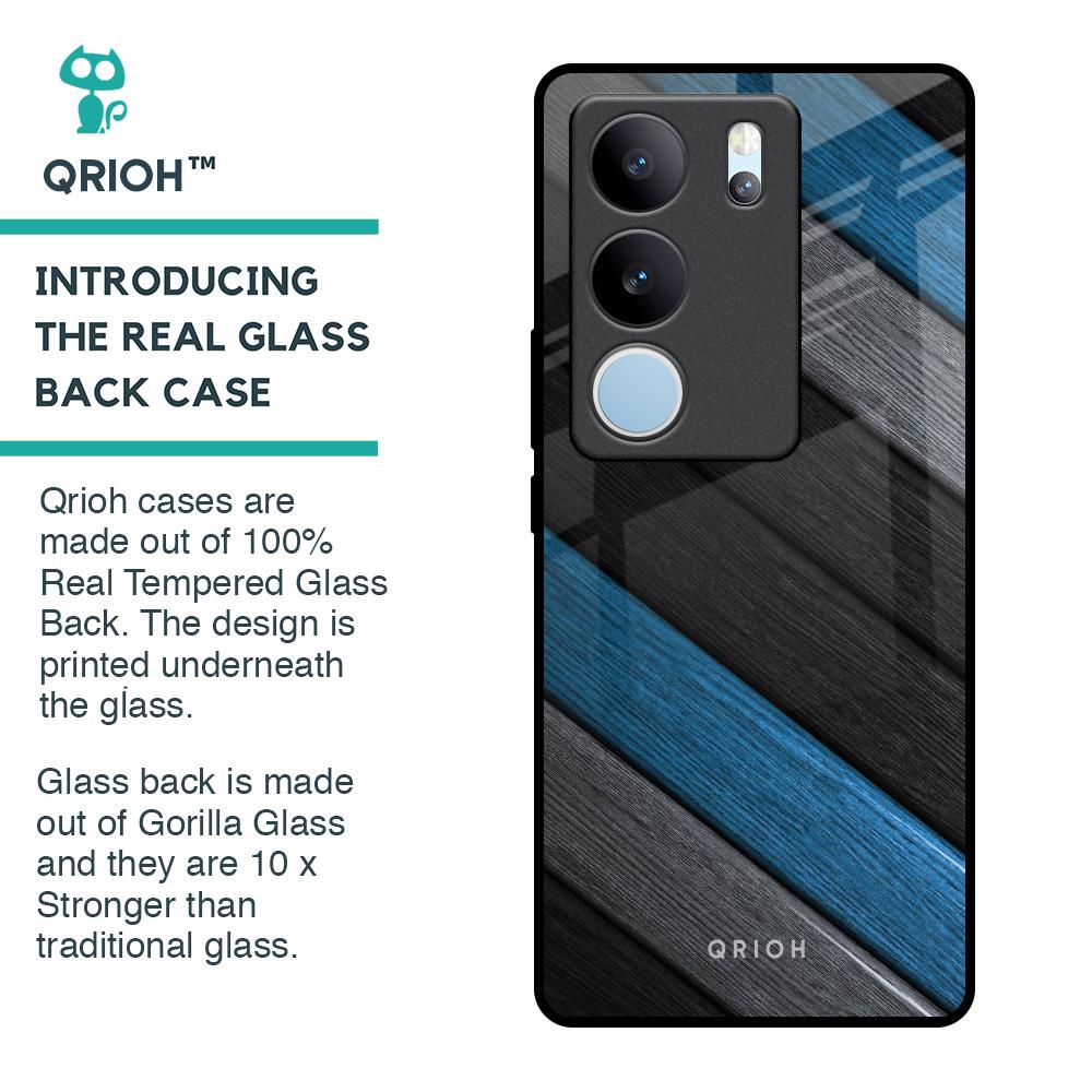Multicolor Wooden Effect Glass Case for Vivo V29 5G