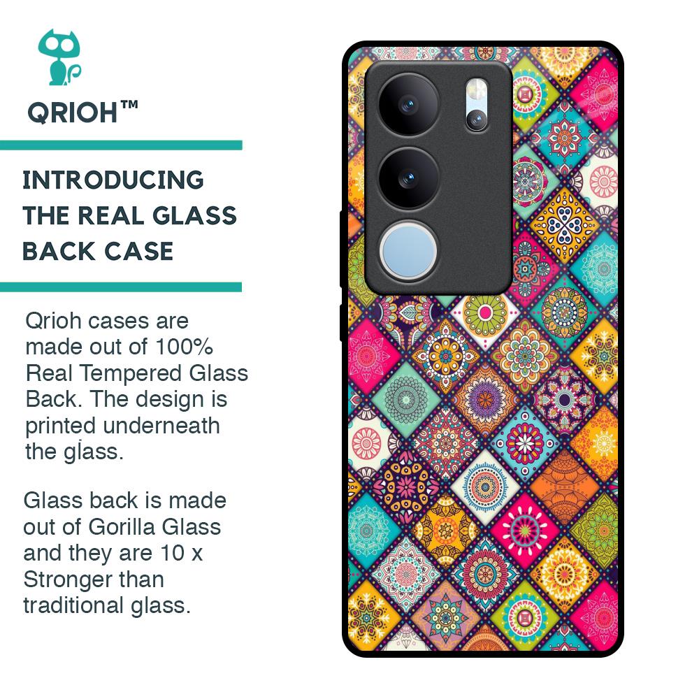 Multicolor Mandala Glass Case for Vivo V29 5G