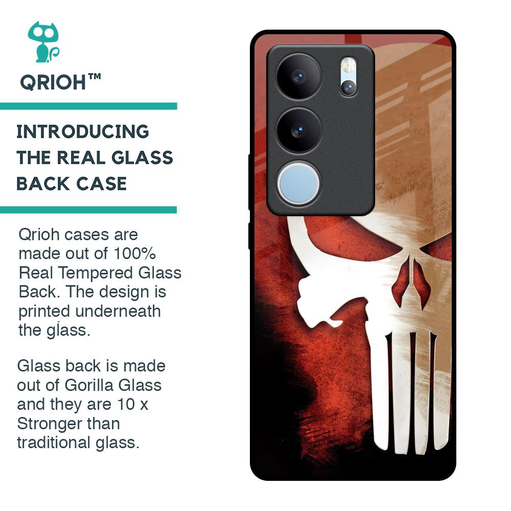 Red Skull Glass Case for Vivo V29 5G
