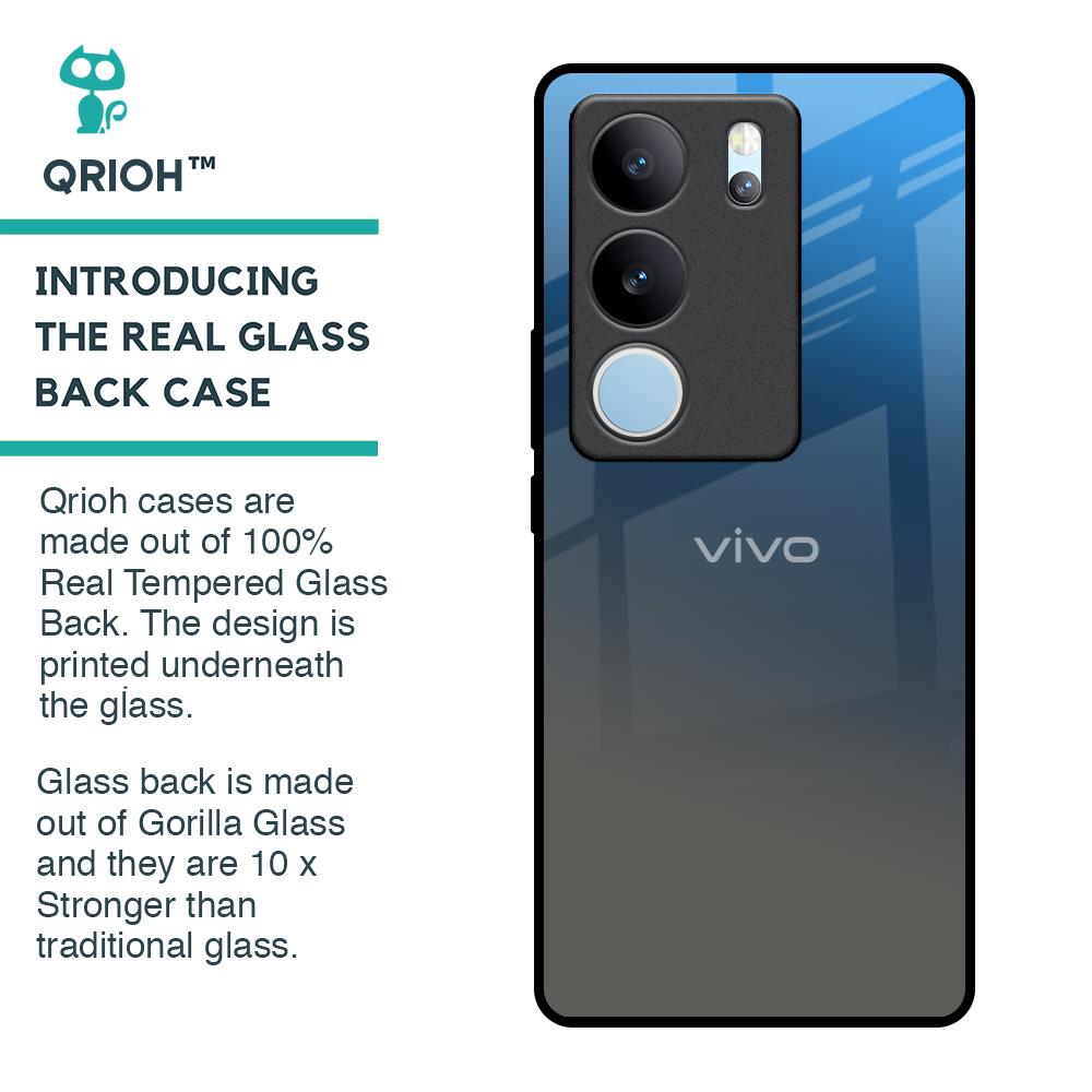 Blue Grey Ombre Glass Case for Vivo V29 5G