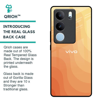 Orange Curve Pattern Glass Case for Vivo V29 5G