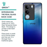 Blue Rhombus Pattern Glass Case for Vivo V29 5G
