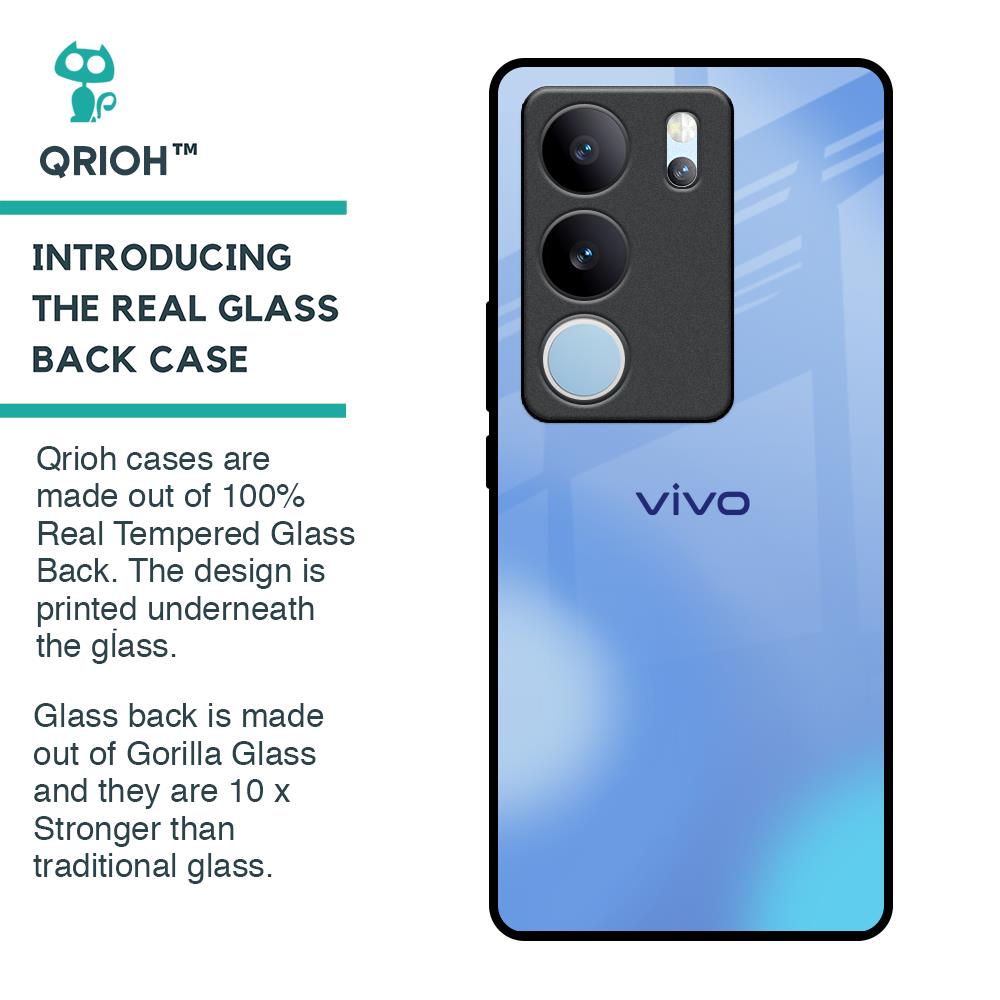 Vibrant Blue Texture Glass Case for Vivo V29 5G