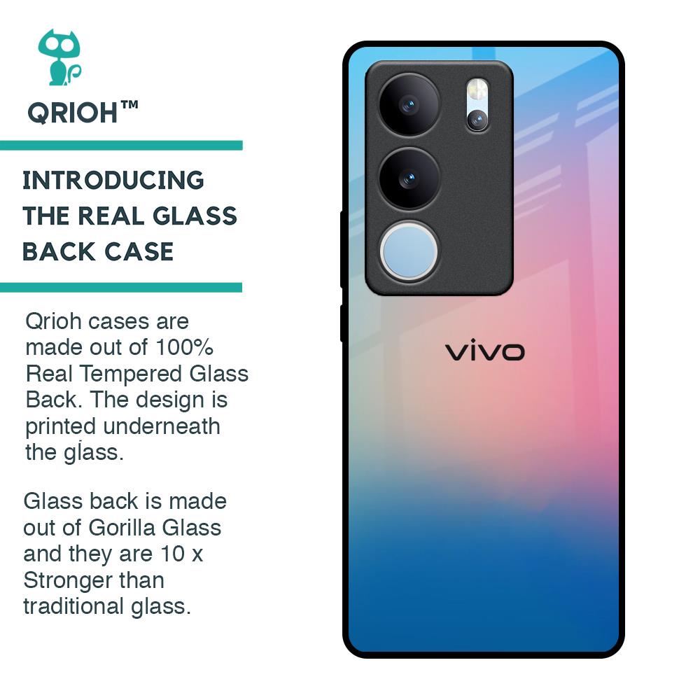 Blue & Pink Ombre Glass case for Vivo V29 5G