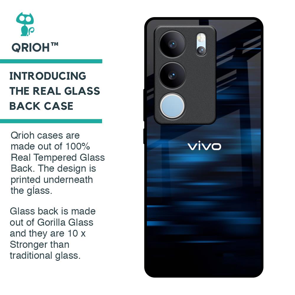 Blue Rough Abstract Glass Case for Vivo V29 5G
