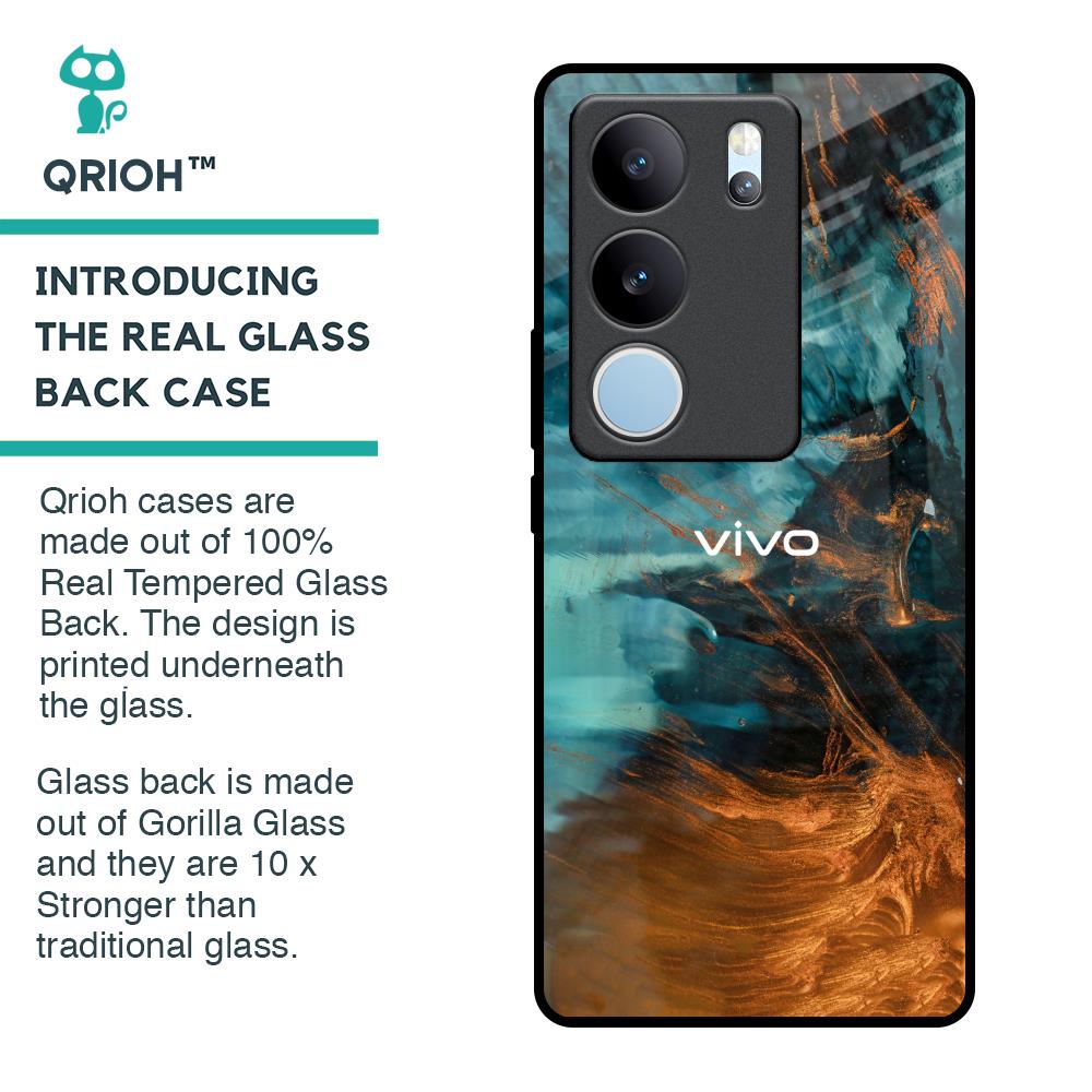 Golden Splash Glass Case for Vivo V29 5G