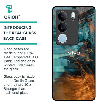 Golden Splash Glass Case for Vivo V29 5G