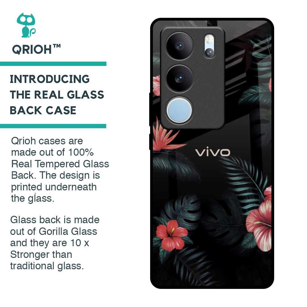 Tropical Art Flower Glass Case for Vivo V29 5G