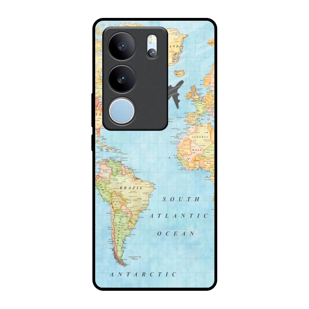 Travel Map Vivo V29 Pro 5G Glass Back Cover Online