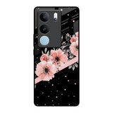 Floral Black Band Vivo V29 Pro 5G Glass Back Cover Online